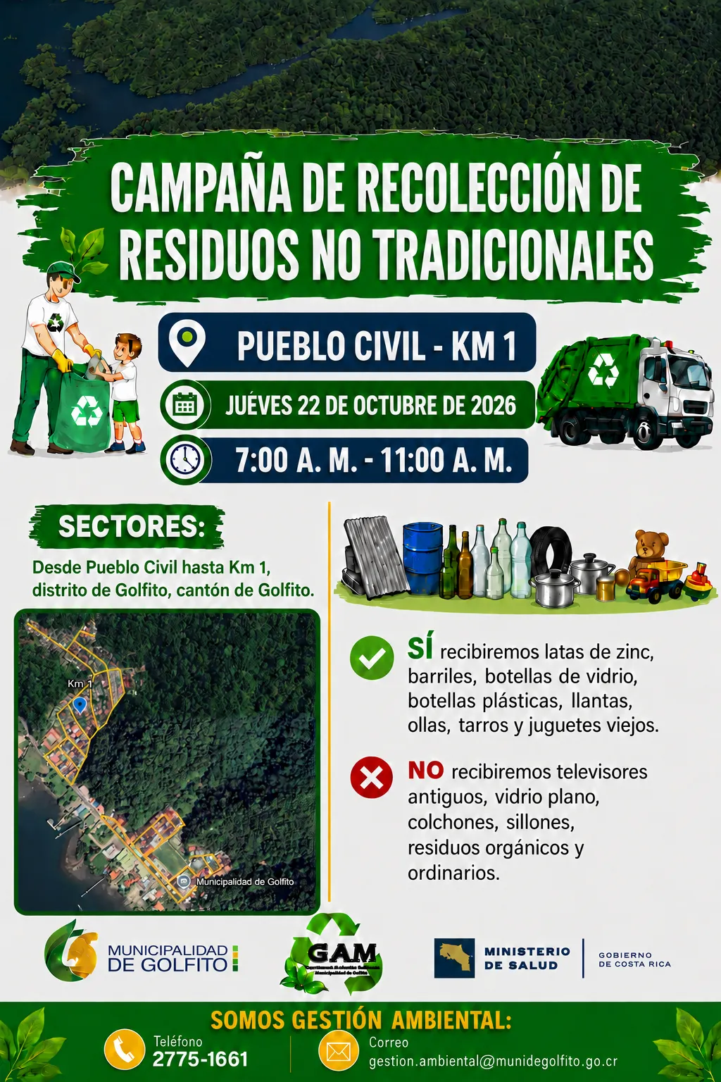 Campaña de recolección de residuos no tradicionales en Pueblo Civil