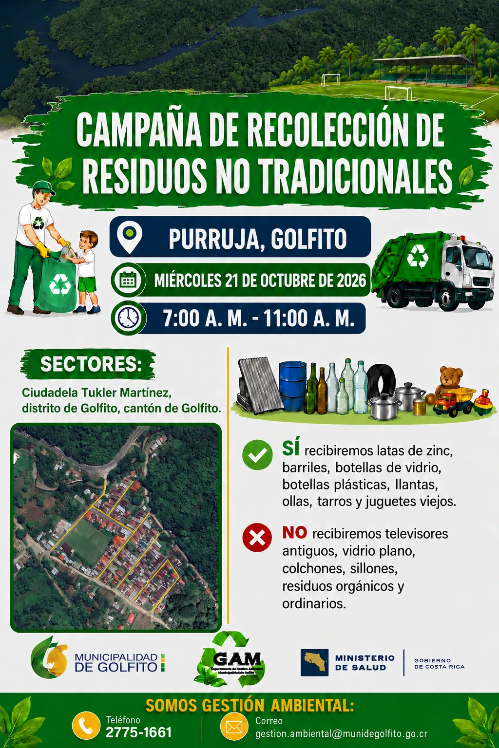 Campaña de recolección de residuos no tradicionales en Purruja, Tukler Martínez